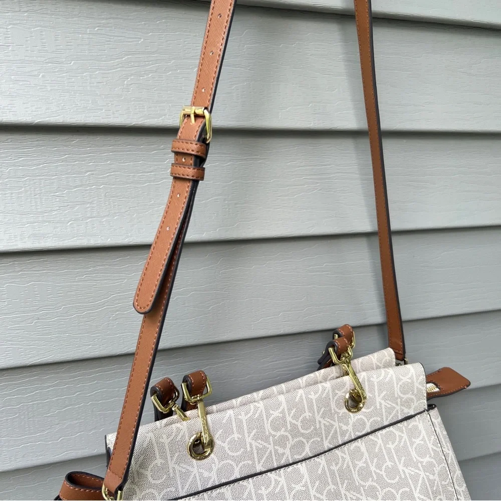Calvin Klein Sonoma Satchel Crossbody Bag Adjustable Strap Shoulder bag Khaki